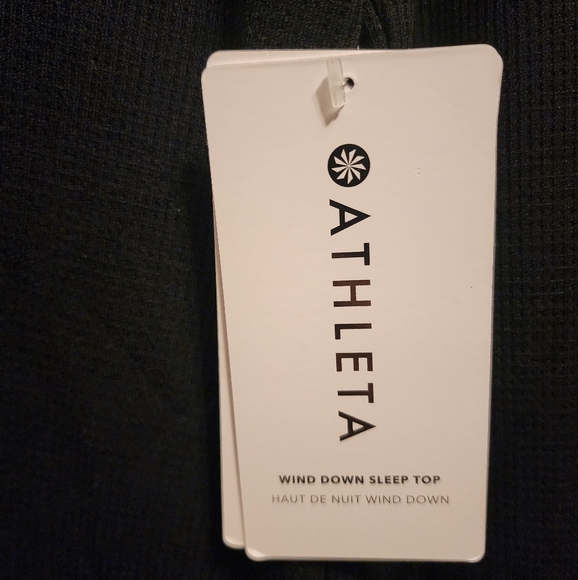 NWT ATHLETA WIND DOWN SLEEP TOP Black waffle knit size Medium lounge wear soft - Picture 6 of 6